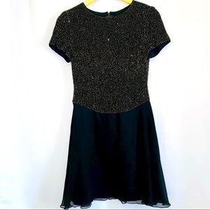 Bieff Basix 100% Silk Vintage Beaded Cocktail Dress Size 6